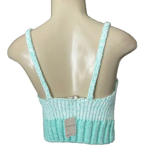 Free People XL Seafoam Green Two-Tone Ribbed V-Neck Crop Camisole Bralette Top - Picture 4 of 6
